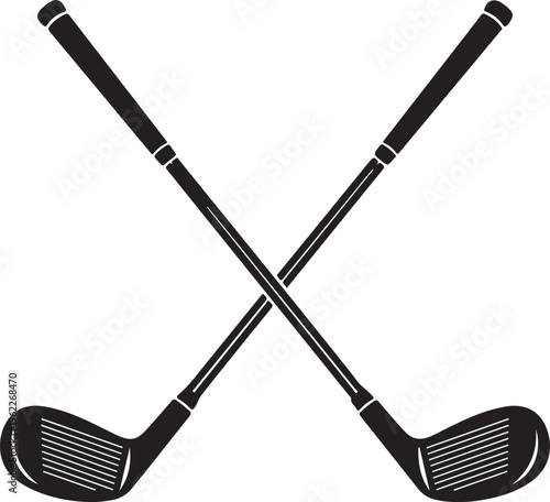 Pair of iron or wedge golf club flat vector icon for sports apps and websites