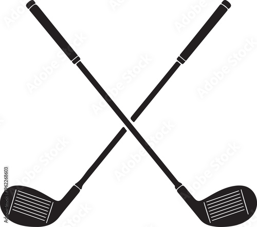 Pair of iron or wedge golf club flat vector icon for sports apps and websites