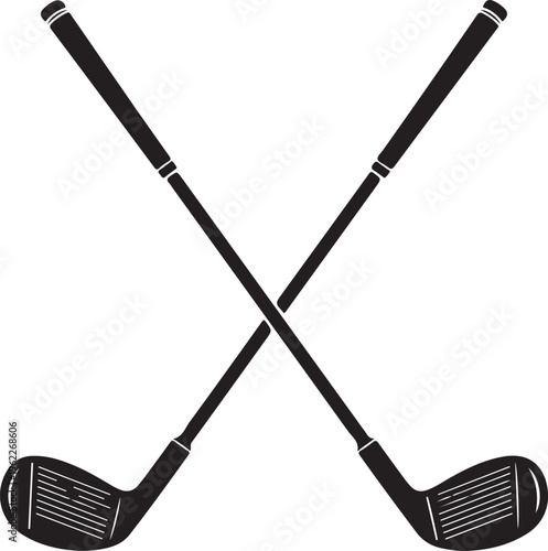 Pair of iron or wedge golf club flat vector icon for sports apps and websites