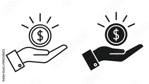 Black and white dollar bill with hand holding money isolated
