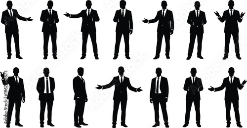Silhouette of a businessman in various poses