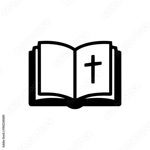 Open Bible Cross Icon Easter Christian Faith Symbol