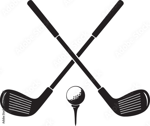Pair of iron or wedge golf club with golf ball flat vector icon for sports apps and websites