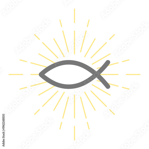 Ichthys Fish Rays Icon Easter Christian Symbol