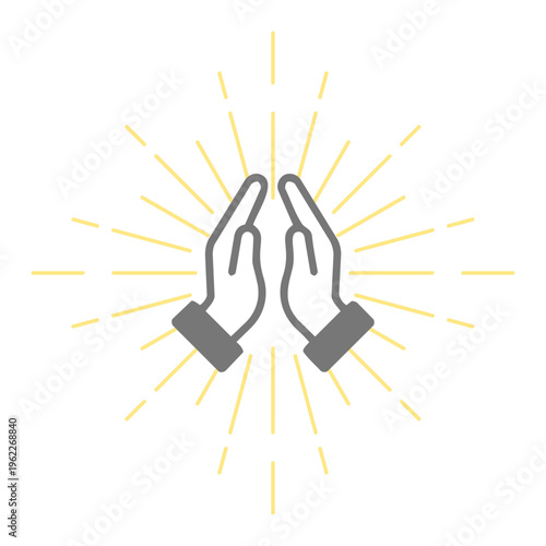 Praying Hands Rays Icon Easter Christian Prayer Symbol