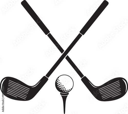 Pair of iron or wedge golf club with golf ball flat vector icon for sports apps and websites
