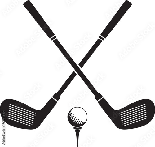 Pair of iron or wedge golf club with golf ball flat vector icon for sports apps and websites