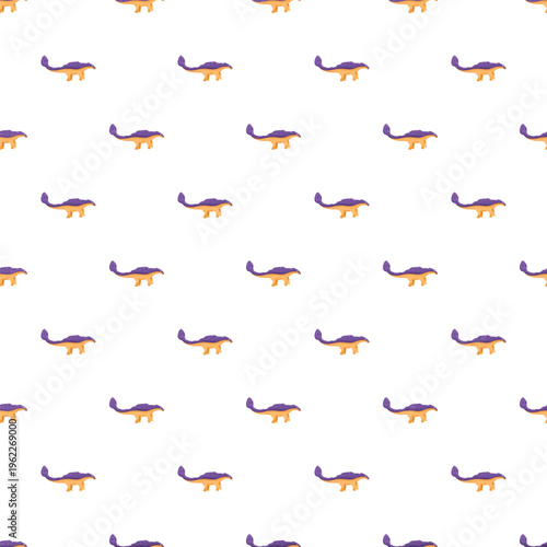 Seamless pattern featuring stylized cartoon ankylosaurus perfect for children's designs