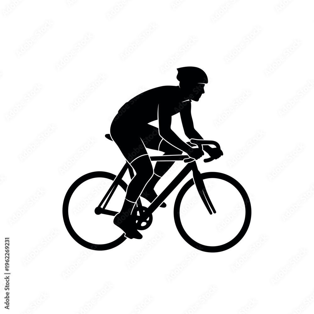 Obraz premium Minimalist Black Silhouette of a Cyclist
