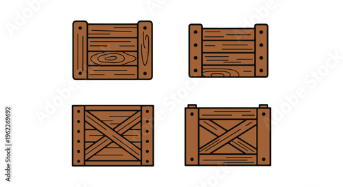 Wooden Crate Line art vector abstract minimal creative illustration