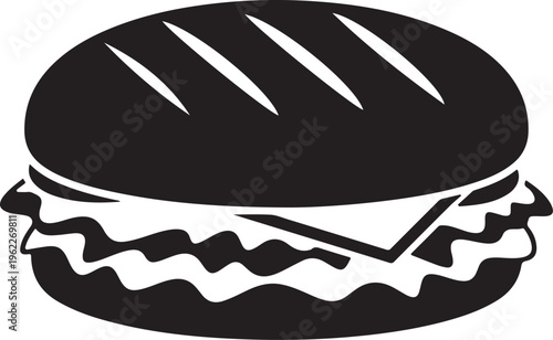 Panini icon.Flat silhouette version.