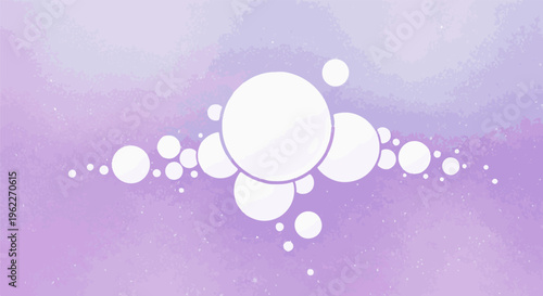 Abstract floating white circles on a textured purple and lilac background