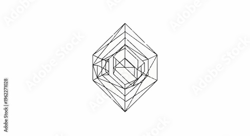 Abstract geometric form with layered hexagonal and cubic structures