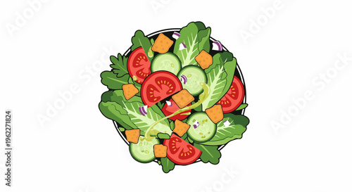 A vibrant pixel art depiction of a salad with fresh ingredients in a bowl