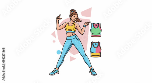 Athletic woman in activewear with outfit options