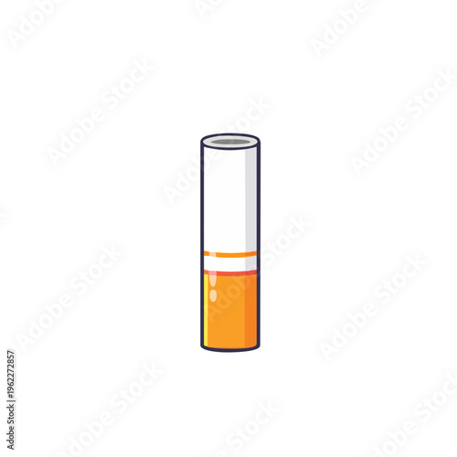 A single cigarette with white and orange filter