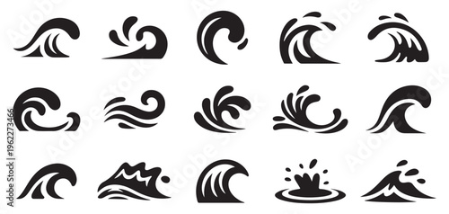 Minimalist ocean wave icons set for logo design  vector illustration eps 10