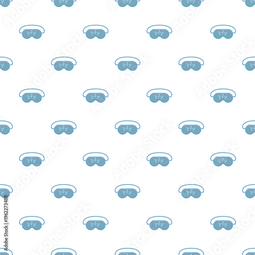 Sleep mask icons repeating on a white background creating a seamless pattern