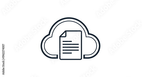 Cloud document storage icon, indicating data management and digital information accessibility