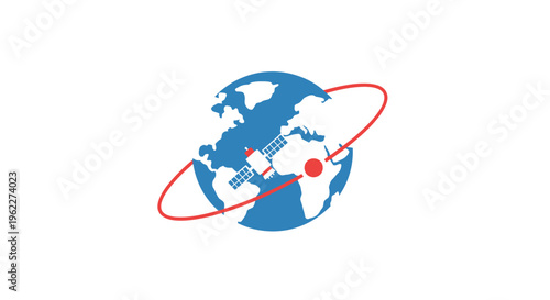 Conceptual illustration of global telecommunication and satellite navigation systems design
