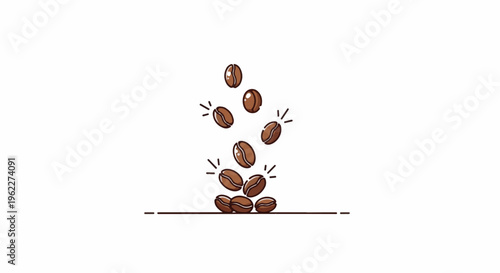 Animated coffee beans falling and piling up on a line