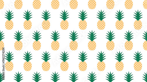 Wallpaper Mural A seamless pattern featuring cartoon pineapples on a white background. Torontodigital.ca