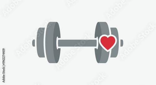 Aesthetic dumbbell with a heart symbol illustrating fitness and the importance of healthy habits