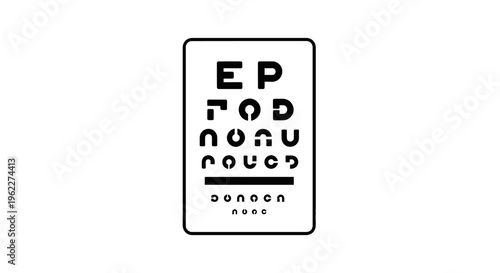A visual examination chart with eye test letters against a clean, white background