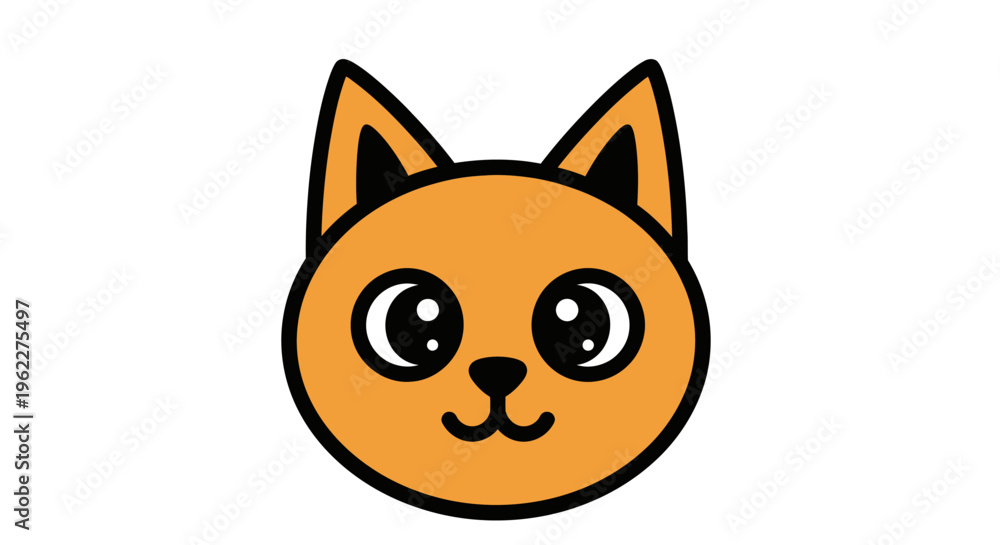 Fototapeta premium Orange cat illustration: Simple cartoon head with big eyes, suitable for design use