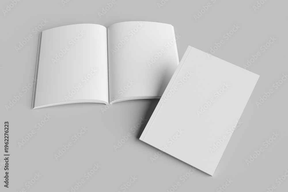Ταπετσαρία Minimalist open A4 magazine or book mockup with cover view isolated on grey back