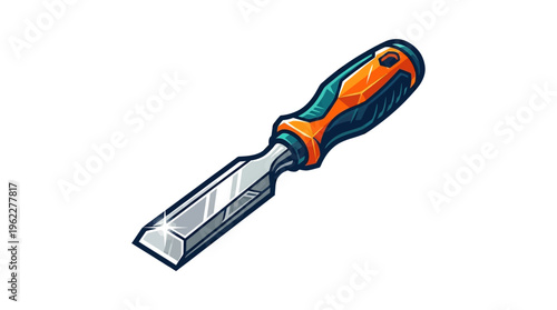 Chisel Tool with Orange Handle.