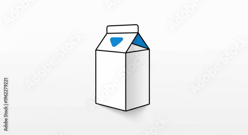 Minimalist Illustration of Milk Carton, Isolated on White Background, Simple Design