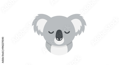 Minimalist Koala Illustration on White Background, Simple, Flat Design, Cute Australian Animal