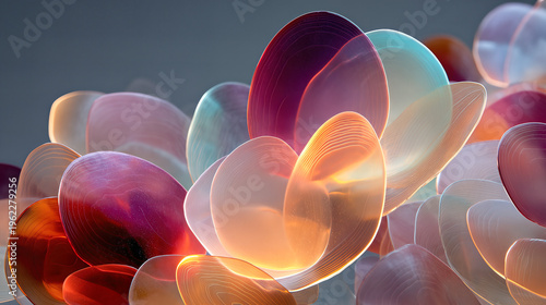 Abstract Wax Art: Intricate Overlapping Forms, Dramatic Lighting, Gallery Display