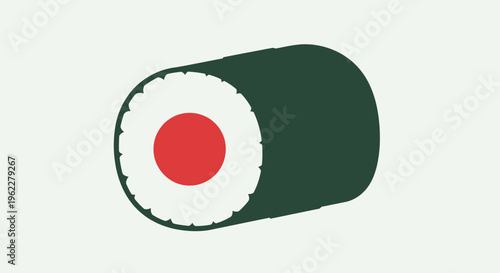 Simplified illustration of a sushi roll with minimalist design and contrasting colors