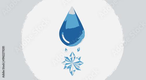 A Symbolic Depiction of Transformation: Water Droplet Morphing into Crystalline Structure