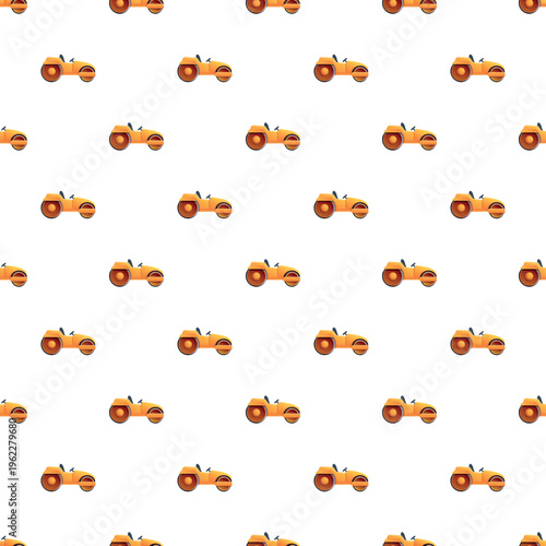 Road rollers forming a seamless pattern representing heavy duty construction