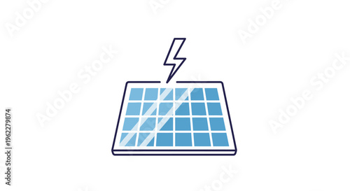 Solar panel with lightning bolt symbolizes clean energy and renewable power source