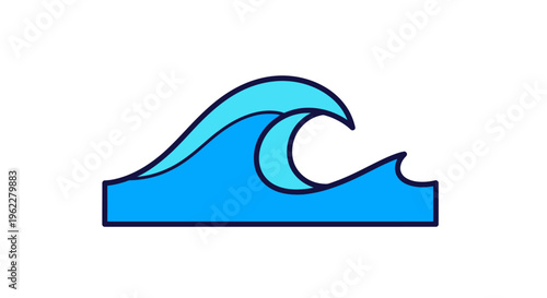 Stylized wave illustration featuring vibrant blue hues and minimalist design aesthetic