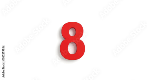 A Bold Red Number Eight Isolated on a Clean White Backdrop for Various Design Uses