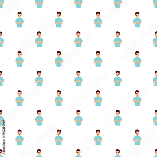 Seamless pattern showing full frame repeating men with red rashes on their arms