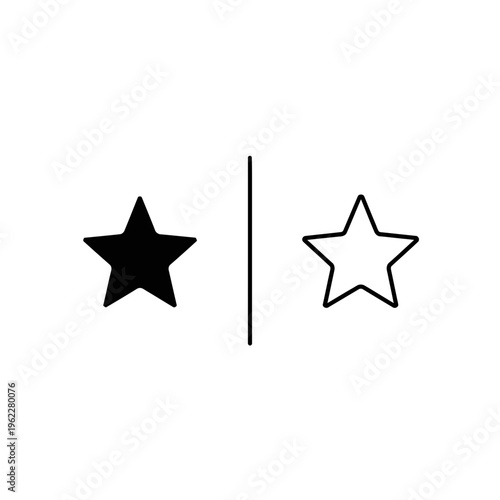 Star icon: filled black and outline versions for ratings and favorites with a star icon presented
