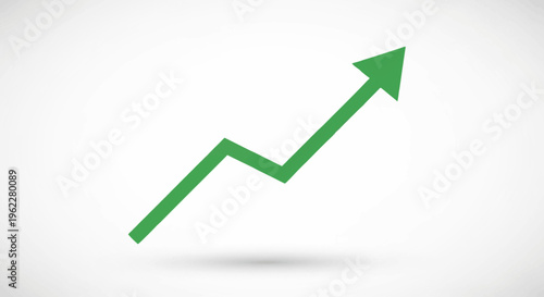 Depicting Progress, Growth, and Ascendancy: A Green Arrow Pointing Upwards on White