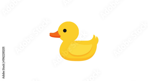 A cheerful cartoon depiction of a yellow duckling against a bright white background