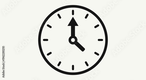 Minimalist Clock Icon: Indicating Time, Punctuality, and Timing on a White Backdrop