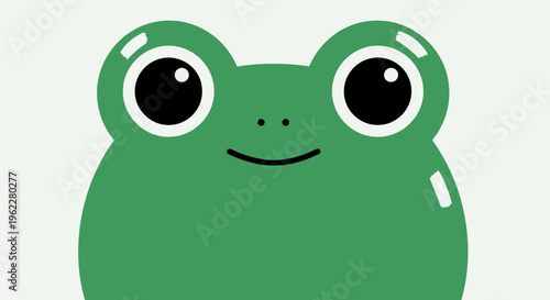 A Friendly Green Frog with Large Eyes and a Simple, Delightful Expression