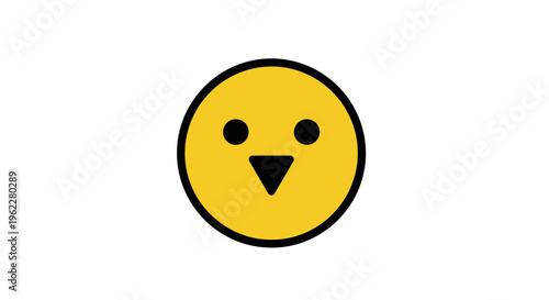 A happy yellow chick icon on white background, a simple and joyful graphic element