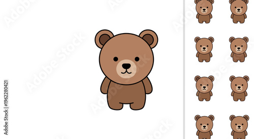 Charming bear cub illustration in a playful design, suitable for various projects