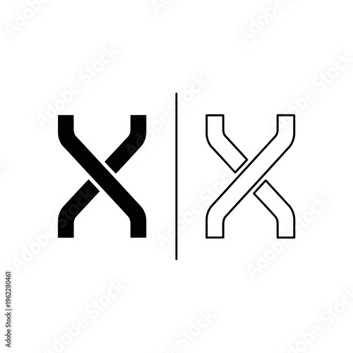 Intertwined shapes icon, connection symbol, knot graphic, complex linkage