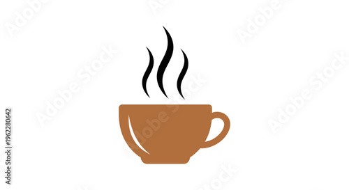 Minimalist Illustration of a Coffee Cup with Steam on a White Background